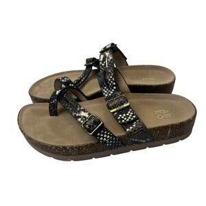 ABEO Lanai Snakeskin Leather Orthotic Platform Slip on Sandals 8N Arch Support
